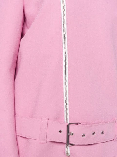 Shop Msgm Fringe Biker Jacket In Pink