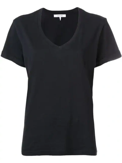 Shop Frame Fitted V-neck T-shirt In Black