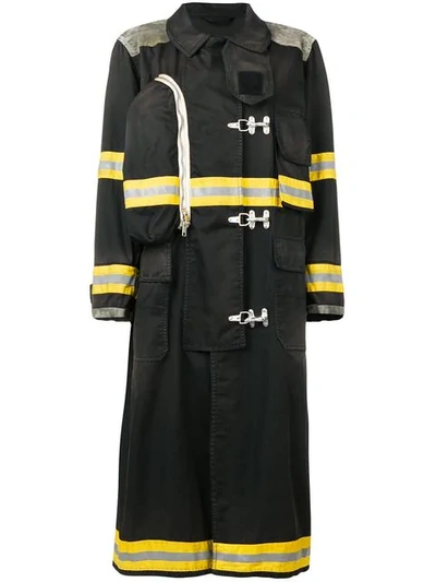 Shop Calvin Klein 205w39nyc Fireman Distressed Coat In Black
