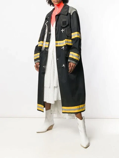 Shop Calvin Klein 205w39nyc Fireman Distressed Coat In Black