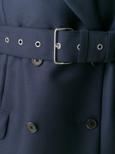 Shop Prada Double-breasted Belted Blazer - Blue