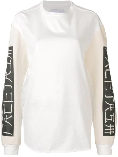 Shop Facetasm Logo Print Sweatshirt In White