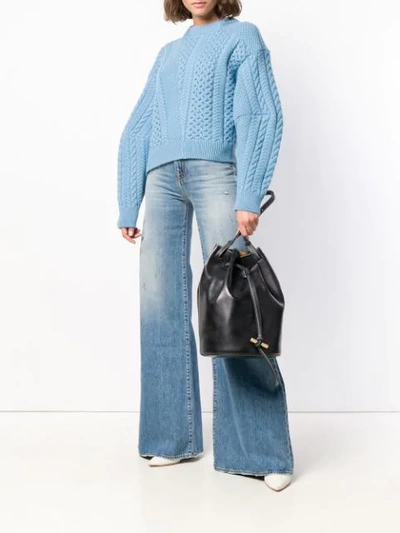 Shop Stella Mccartney Cable Knit Sweater In Blue