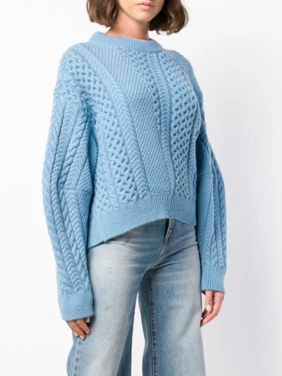 Shop Stella Mccartney Cable Knit Sweater In Blue