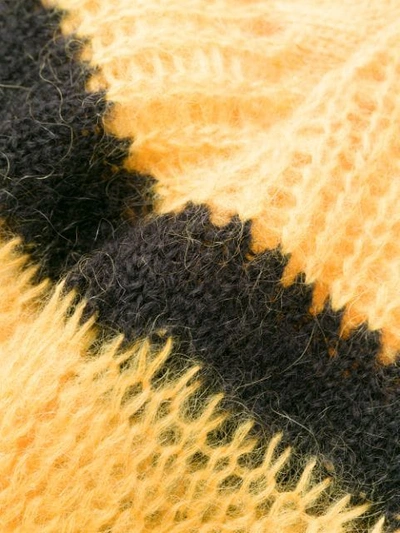 Shop Miu Miu Striped Open-knit Jumper In Yellow