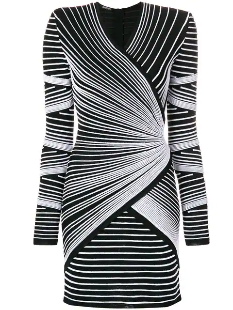 balmain dress black and white