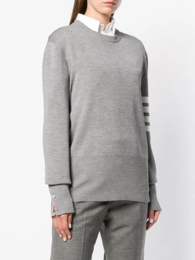 Shop Thom Browne 4-bar Milano Stitch Silk Pullover In Grey