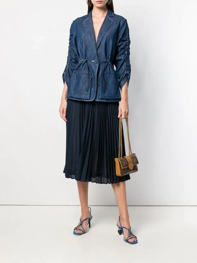 Shop Fendi Perforated Pleated Skirt In Blue