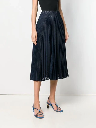 Shop Fendi Perforated Pleated Skirt In Blue