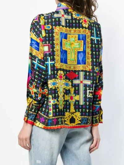 Pre-owned Versace Cross Print Shirt In Yellow