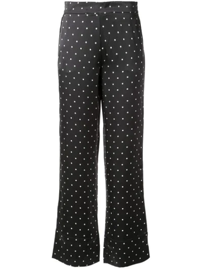 Shop Asceno Polka Dot Cropped Trousers In Black