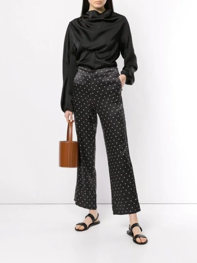 Shop Asceno Polka Dot Cropped Trousers In Black