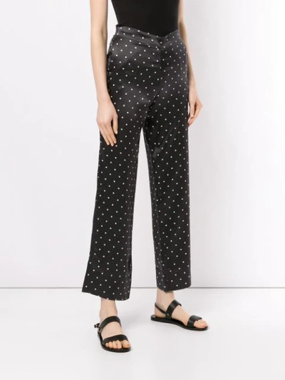 Shop Asceno Polka Dot Cropped Trousers In Black