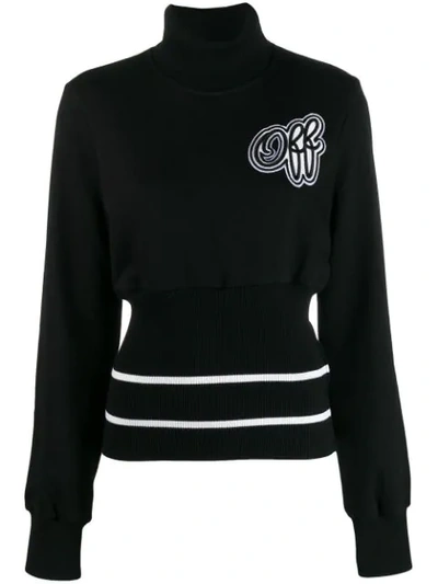 Shop Off-white Stand Collar Logo Patch Jumper In Black