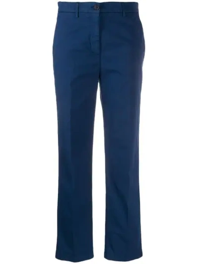 Shop Aspesi Mid Rise Straight Trousers - Blue