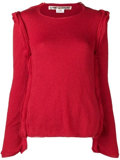 Shop Comme Des Garçons Raw Hem Sweater In Red