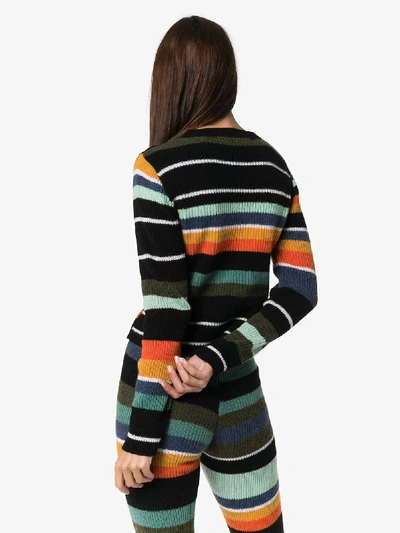 Shop The Elder Statesman Tes Stripe Cropped Cashmere Top In Multicolour