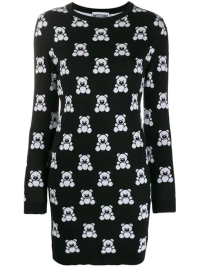 Shop Moschino Teddy Bear Sweatshirt Dress In Black