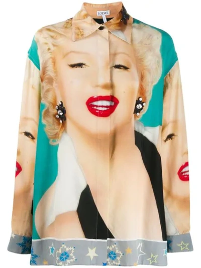 Shop Loewe Marilyn Monroe Print Shirt In Green