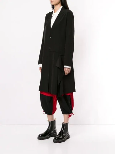 Shop Y's Lightweight Ruffle Detail Coat In 3 Black