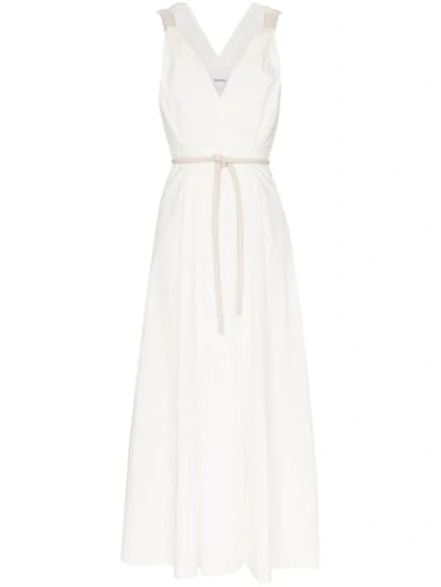 Shop Nanushka Lilith Belted Wrap Dress In White