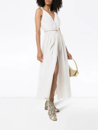 Shop Nanushka Lilith Belted Wrap Dress In White