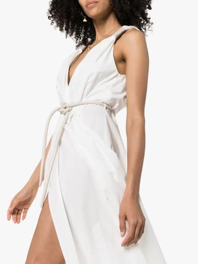 Shop Nanushka Lilith Belted Wrap Dress In White