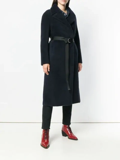 Shop Blancha Belted Midi Coat In Blue