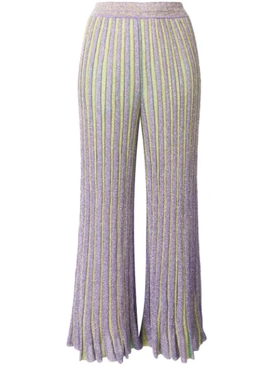 Shop Missoni Glitter Striped Trousers In Purple