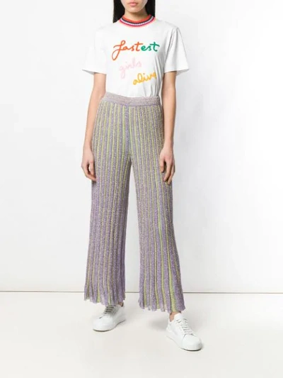 Shop Missoni Glitter Striped Trousers In Purple