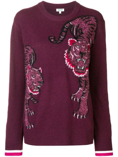 Shop Kenzo Double Tiger Sweater In Red