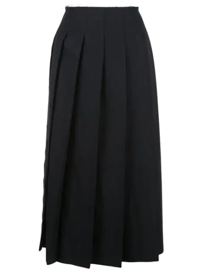 COMME DES GARÇONS FRAYED WAIST PLEATED SKIRT - 蓝色