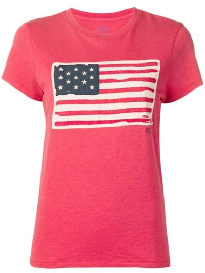 Shop Polo Ralph Lauren Flag Patch T-shirt In Red