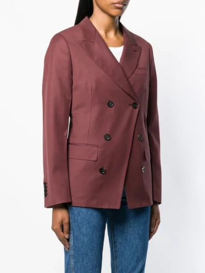 Shop Ferragamo Salvatore  Asymmetric Double-breasted Blazer - Brown