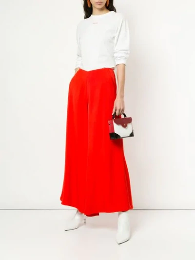 Shop Aalto Cropped Wide Leg Trousers In Red