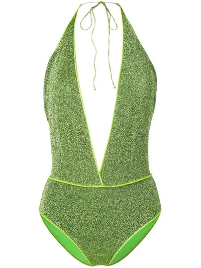 Shop Oseree V-neck Lumière Maillot Swimsuit - Green