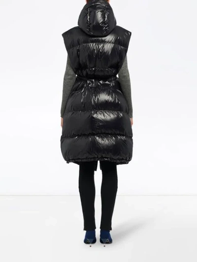 Shop Prada Belted Puffer Vest  In F0002 Black