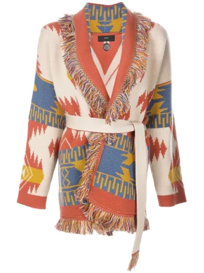 Shop Alanui Aztec Pattern Cardigan In Multicolour