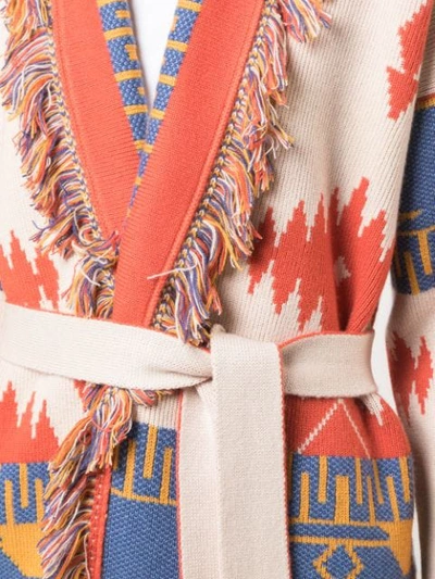 Shop Alanui Aztec Pattern Cardigan In Multicolour