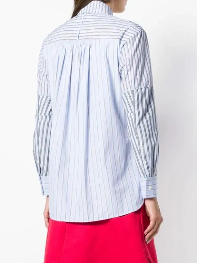 Shop Carven Striped Pleated Front Shirt In Blue