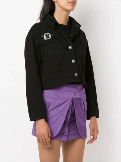 Shop Andrea Bogosian Cropped Hooded Jacket - Black