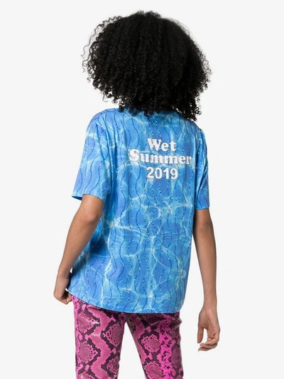 Shop Filles À Papa Splash Logo-print Crystal-embellished Cotton-blend T-shirt In Blue