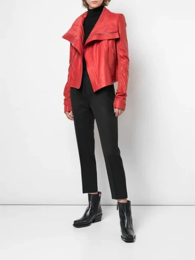 Shop Rick Owens Biker Jacket - Red