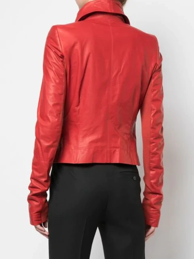 Shop Rick Owens Biker Jacket - Red