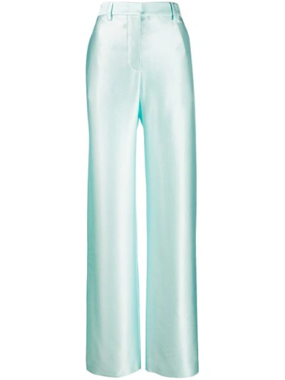 Shop Giorgio Armani High-waisted Trousers - Blue