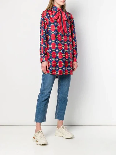 Shop Gucci Gg Waves Print Shirt In Red