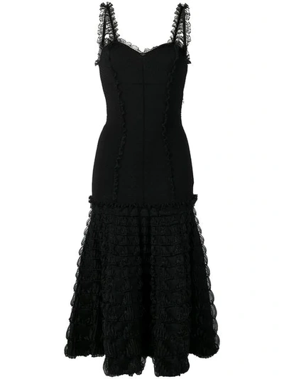 Shop Alexander Mcqueen Frill Detail Dress In Black