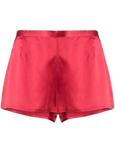 Shop La Perla Classic Silk Shorts In Red