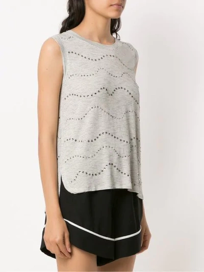 Shop Andrea Bogosian Striped Apliqué Tank In Grey