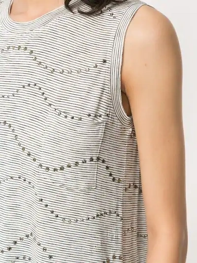 Andrea Bogosian Striped Apliqué Tank In Grey